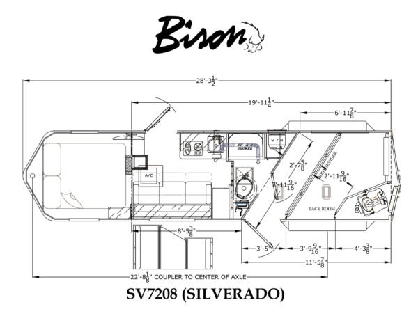 New 2027 BISON COACH RG7208 Horse Trailer Living Quarters