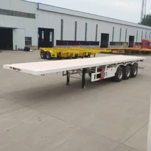 3 Axle Transport 20ft 40ft Container Flatbed Semi Trailer For Sale