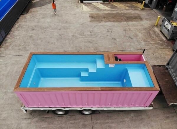 20 ft Pink Steel Container Above-Ground Plunge Pool